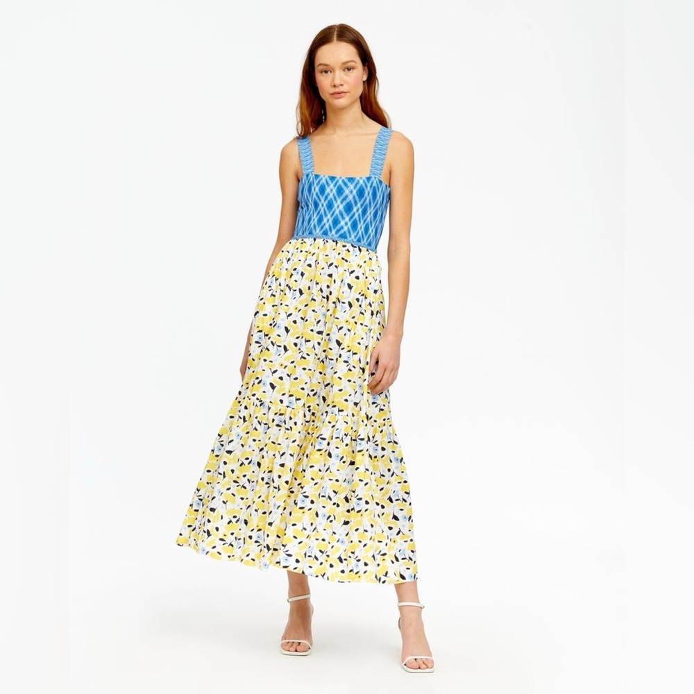Tanya Taylor Gianna Mixed Print Sleeveless Midi Dress